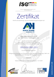 Zertifikat DIN EN ISO 9001:2015