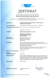 Zertifikat EN 1090-1